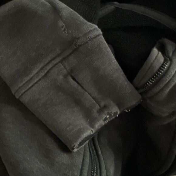 Lululemon Fleece Hoodie Medium Dark Gray Full Zip Long Sleeve Thumbholes Jacket - Picture 14 of 15